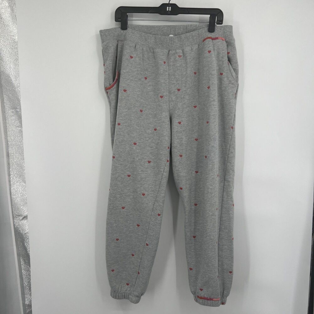 Sundance Lounge Pants Gray with Pink Hearts Size XL